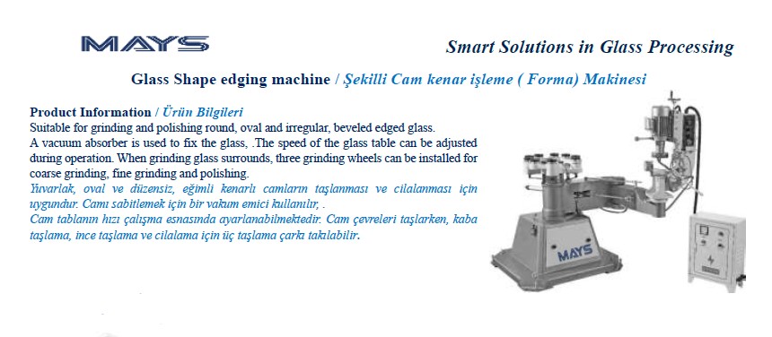 -Şekilli Cam Kenar işleme Forma Makinesi Özellikler